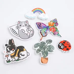 Custom Logo Printing Die Cut Cartoon Laser Hologram Waterproof Eco friendly Adhesive Label Glitter Sticker for Promotional Gifts