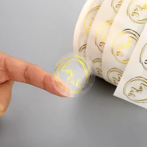 Custom Logo Printing Round Cclear Gold Foil Stickers Vinyl Transparent Stickers Logo Label for Cosmetic