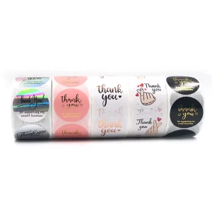 Custom Logo Promotional Stickers Roll 500 Pcs Packaging Decorative Thank You Label Stickers