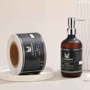 Custom Logo Silver Foil Printing Cosmetic Bottle Packaging Labels Waterproof Adhesive Stickers