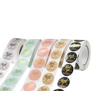 Custom Logo Sticker Custom Printed Roll Plastic Waterproof Synthetic Paper Adhesive Vinyl PVC Round Circle Brand Logo Sticker