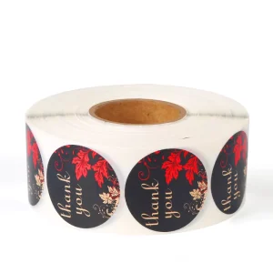 Custom Logo Sticker Gold Vinyl Circle Brand Label Waterproof Synthetic Adhesive Roll Plastic for Packaging