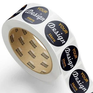 Custom Logo Sticker PVC Synthetic Paper Adhesive Vinyl Waterproof Roll Plastic Circular Brand Logo Packaging Labels