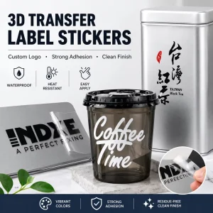 Custom Logo Transfer Stickers 3D Waterproof Vinyl Clear No Background Decal for Cup Glass Metal Tin Wood Plastic Small Business