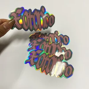 Custom Logo UV Printing Waterproof Vinyl Die Cut Rainbow Glitter Laser Stickers Durable Anti UV Holographic Vinyl Stickers