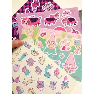 Custom Logo Vinyl Decorative Waterproof Printing Sticker Cartoon Personality Kiss Cut Sticker Sheet