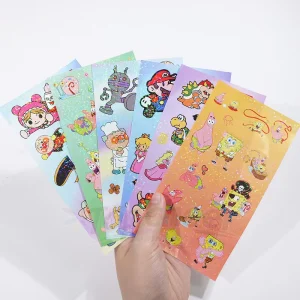 Custom Logo Vinyl Sticker Sheet Self Adhesive Hologram Rainbow Glitter Kiss Cut Sticker Sheet
