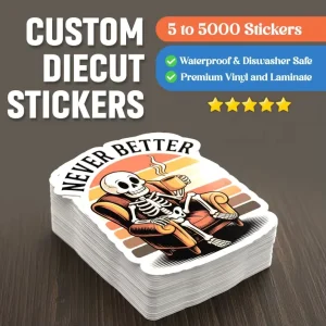 Custom Logo Vinyl Stickers Die Cut Waterproof Bulk Options