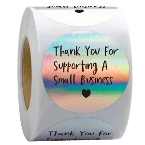 Custom Logo Waterproof Vinyl Holographic Adhesive Sticker Sheets with Cute Thank You Floral Design for Toothpaste Labels