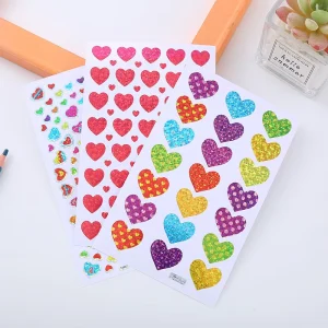 Custom Love Laser Handbook Decoration Stickers Waterproof Colourful Love Children Stickers Glitter DIY Decoration Stickers