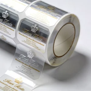 Custom Low MOQ Luxury Vinyl PVC Transparent Glossy Waterproof Cosmetic Skin Care Adhesive Tear Resistant Foil Stamping Labels