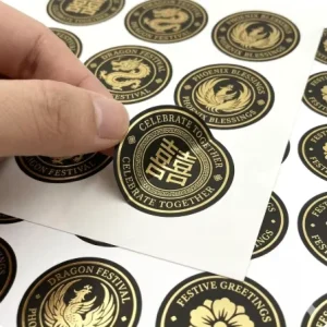 Custom Luxury Gold Foil Black Waterproof Vinyl Adhesive Sticker Labels for Candle Glossy Matt Varnishing Lamination Custom Size