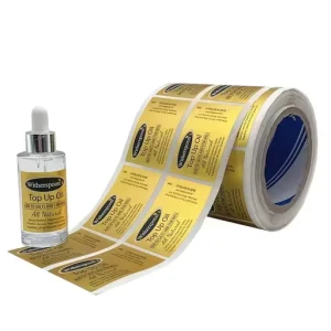 Custom Luxury Gold Foil Label Vinyl Waterproof Sticker for 10Ml 30Ml Hair Oil Dropper Bottles Beauty Product with Barcode