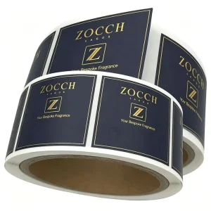 Custom Luxury Texture Paper Roll Label Sticker Gold Stamping Adhesive Label for Perfume Bottle Cosmetic Packaging Branding