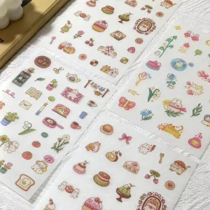 Custom Matte Washi Cute Kawaii Cartoon Journal Planner Stickers Stickers Sheets