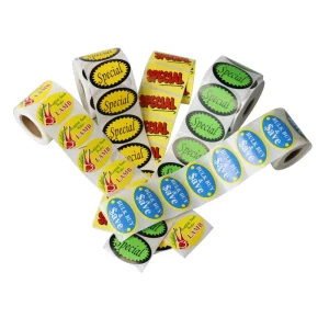 Custom Multi Color Waterproof Strong Adhesive Promotional Stickers Roll Bulk Buy Price Labels for Supermarket Grocery