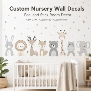 Custom Nursery Wall Decals Peel and Stick Animal Wall Stickers Removable Kids Room Decor OEM ODM Pattern Service