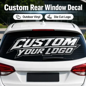 Custom Outdoor Vinyl Rear Window Decals Die Cut Custom Logo Car Rear Windshield Stickers