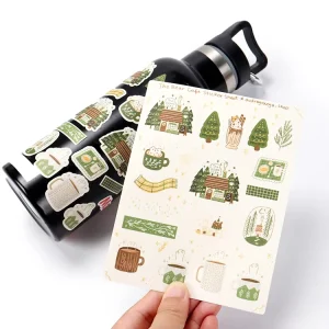 Custom Outdoor Water Bottle Stickers Waterproof Oilproof Vinyl Bottle Labels Sticker Adhesive for Sports Bottles and Camping