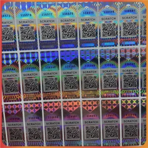 Custom PET Hologramme 3D Stickers Laser Engraved Glossy Finish Anti Fake Self Adhesive Traceable Variable QR Codes Serial