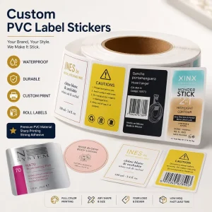 Custom PVC Label Stickers Waterproof Adhesive Roll Labels for Cosmetics Food Packaging Bottles Logo Printing