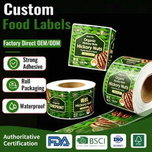 Custom Packaging Self Adhesive Label Logo Printing Roll Sticker Brand Logo Sticker Custom Food Sticker for Supermarket Nut Label