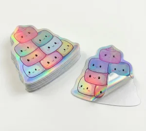 Custom Personalized Private Waterproof Sticky Vinyl Label Logo Cartoon Holographic Sticker Custom Printed Die Cut Sticker