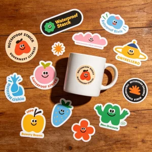 Custom Personalized Vinyl Waterproof Stickers Die Cut Logo Cartoon Adhesive Labels