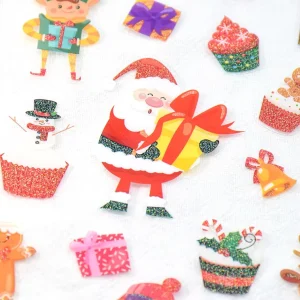 Custom Popular Type High Quality Holiday Glitter Vinyl Christmas Sticker for Gift DIY Craft Party Favor Bulk