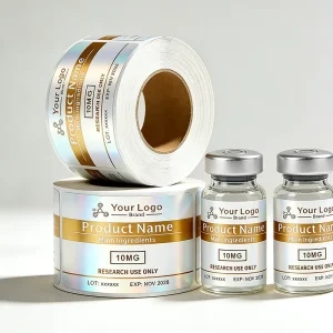 Custom Premium Waterproof Peptide Vinyl Labels with Custom Shape and Durable Adhesive for 3ml 5ml 10ml Glass Vials