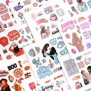 Custom Print Logo Label A4 A5 A6 Self Adhesive Cartoon Stickers Paper Vinyl Waterproof Kiss Cut Sticker Sheets for Kids