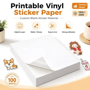 Custom Printable Vinyl Sticker Paper Blank Sheets for Inkjet Laser Printers Matte Glossy DIY Decals OEM