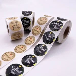 Custom Printed Adhesive Paper 2inch Round Thank You Stickers Roll Vinyl Labels Gift Stickers