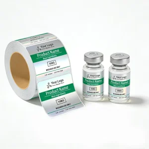 Custom Printed Barcode 3ml 30ml Vial Labels Heat Resistant Strong Adhesive Breathable Waterproof Quick Dry Vinyl Peptide