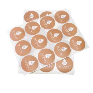 Custom Printed Circle Round Vinyl Adhesive Logo Label Sticker Printing Synthetic Paper Flat Sheet Bottle Label Sticker