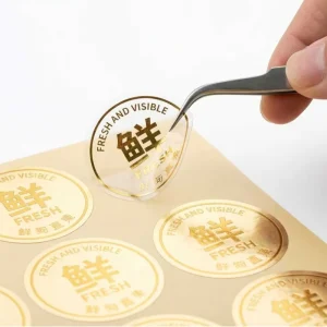 Custom Printed Coated Paper Adhesive Stickers with Hot Stamping for New Year Packaging Logistics Use Multiple Shapes Available