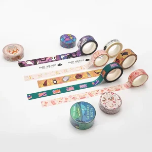 Custom Printed Color Decoration Masking Washi Tapes Water Activated Hot Melt Rubber Adhesive in Bulk for Arts & Crafts