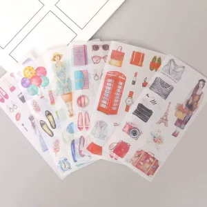 Custom Printed Color Printed Eco Friendly Durable Die Cut Washi Paper Stickers Adhesive Waterproof Labels Round Triangle Oval