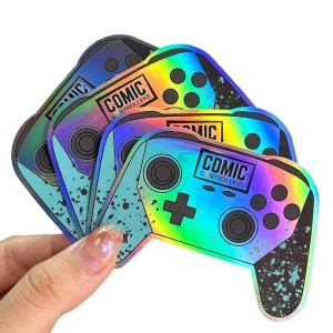 Custom Printed Die Cut Waterproof Stickers Holographic with Retro Video Game Shapes for Nostalgic Gamer Merch