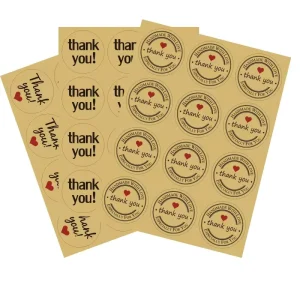 Custom Printed Eco Friendly Kraft Paper Labels Thank You Sealing Stickers Thank You Stickers Adhesive Label Stickers Custom Logo