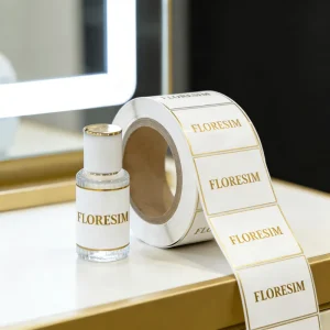 Custom Printed Logo Clear Self Adhesive Waterproof Vinyl Transparent Gold Foil Packaging Roll Labels Stickers