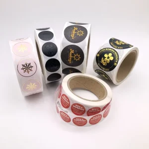 Custom Printed Logo Labels for Packaging Vinyl Waterproof Sticker Printing Roll Label Round Stickers