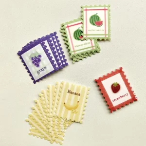 Custom Printed Pattern Textured Paper Stamp Stickers Bright Vintage Cute Stickers Suitable for Postcards and Envelopes