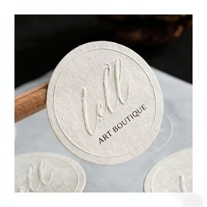 Custom Printed Textured Sticker Embossed Label Matte Circle Bump Beige Pure White Sealing Logo Brand Stickers