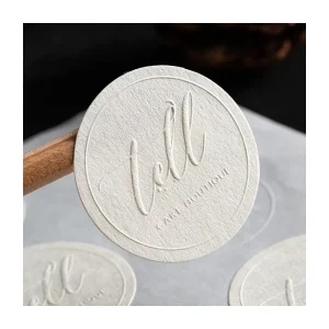 Custom Printed Textured Sticker Embossed Label Matte Circle Bump Beige Pure White Sealing logo Brand Stickers