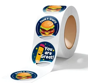 Custom Printed Vinyl Logo Stickers Waterproof Burgers Pizzas Cheese Rolls and Labels