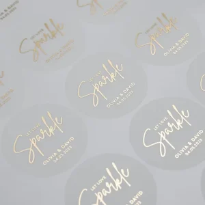 Custom Printed Waterproof Clear Matte Thank You Logo Adhesive Label Gold Foil Sticker Printing Embossing