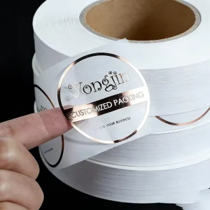 Custom Printed Waterproof Transparent Clear Vinyl Logo Sticker Label Unique Design Adhesive Multi Shaped Gold Foil Label Sticker