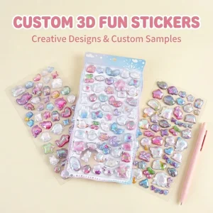 Custom Printing Cartoon Decorative Kids PVC Sticker Sheet with Die Cutting Printing UV Varnishing Durable Waterproof