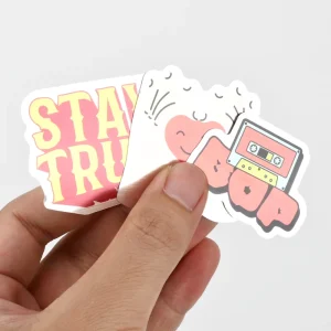 Custom Printing Die Cut Vinyl Sticker Waterproof Brushed Silver Holographic Scratch Resistant Self Adhesive Cartoon Sticker